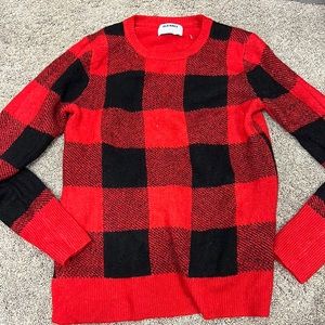 Red and black Buffalo plaid womens soft sweater